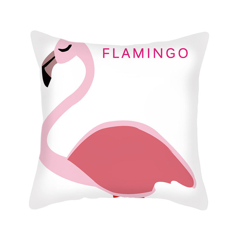 Funda de almohada con estampado de flamencos - Funda de cojín de lino