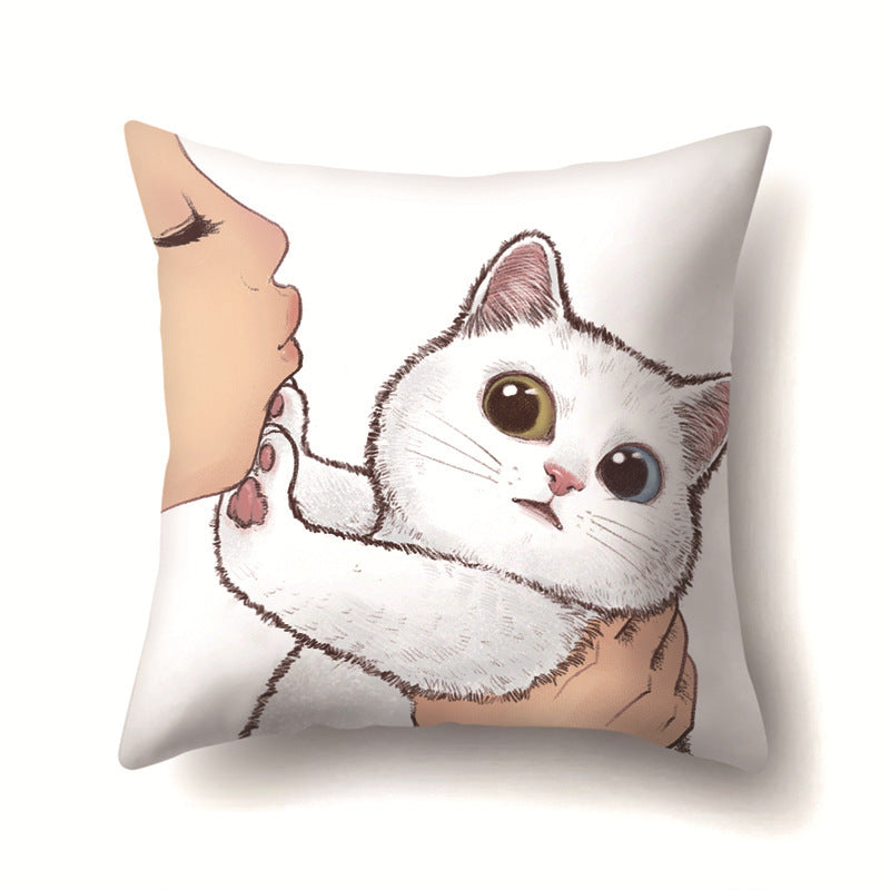 Funda de almohada con estampado geométrico de gato