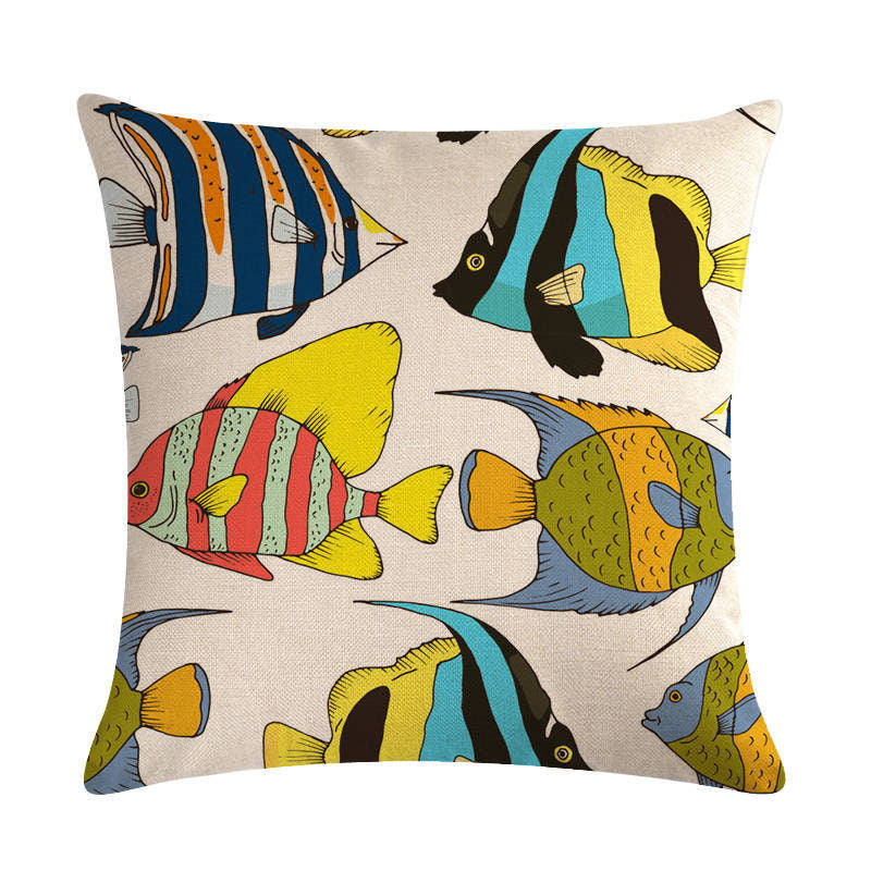 Poszewka lniana Color Fish