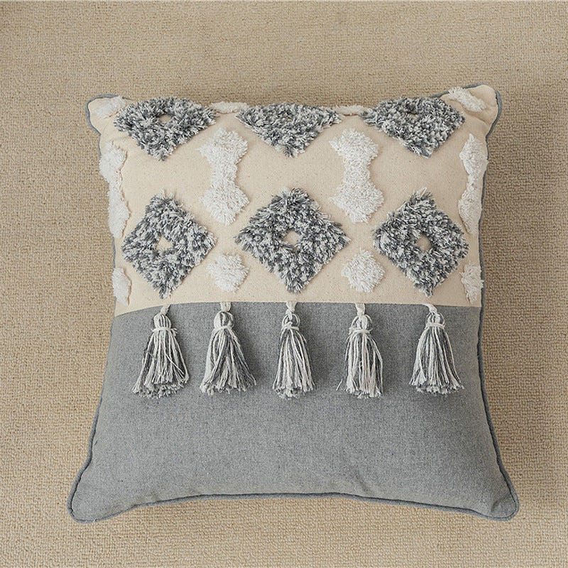 Cotton canvas tassel square pillow case