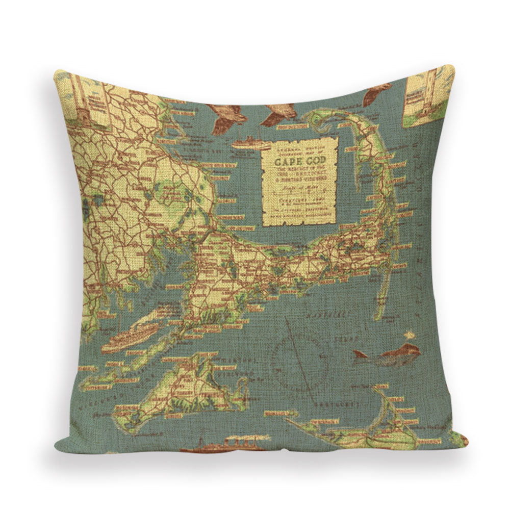 Nueva funda de almohada retro con diseño de mapa del mundo europeo