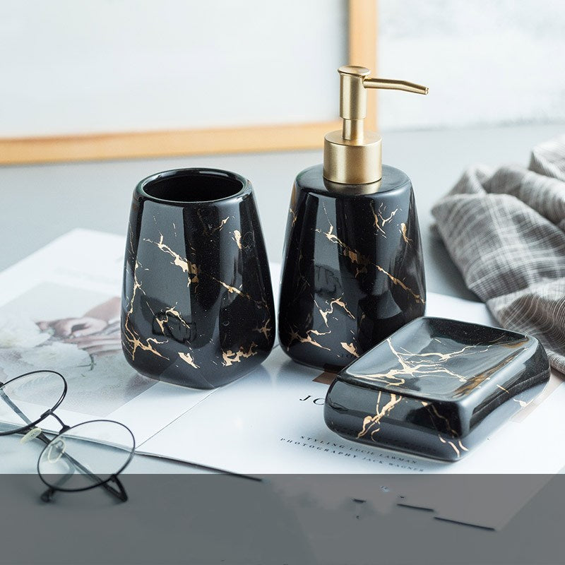 Elegancki zestaw do mycia w łazience wykonany z finezyjnej ceramiki