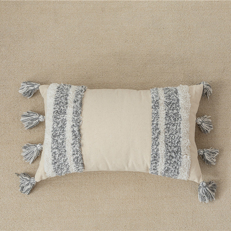 Cotton canvas tassel square pillow case