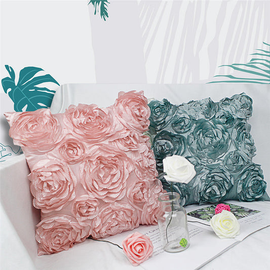 Funda de almohada bordada con rosas