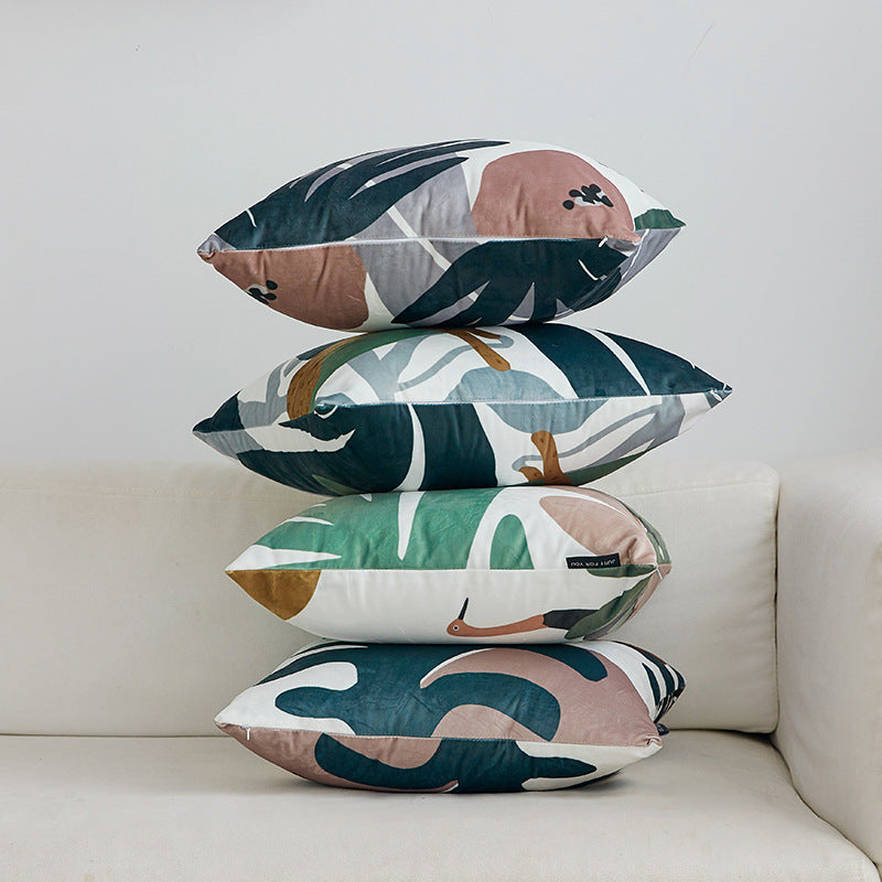 Funda de cojín de tela con diseño de plantas para el hogar