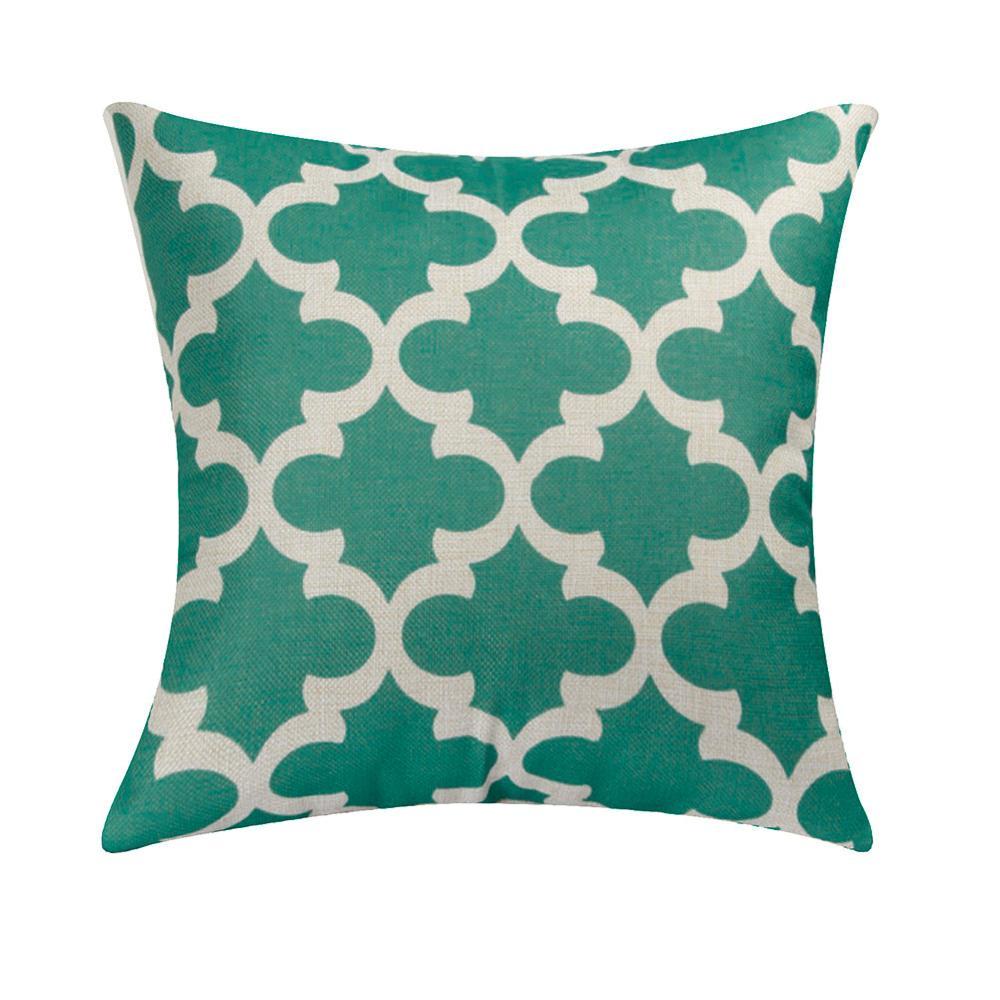 Funda de almohada de lino con estampado geométrico