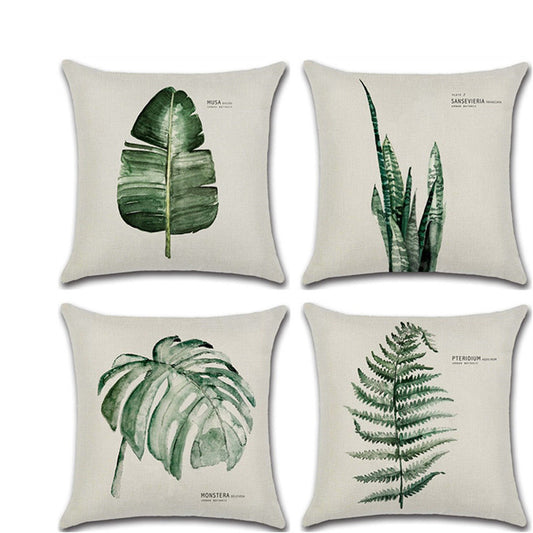 Linen Pillow with Leaf - Simple and Elegant