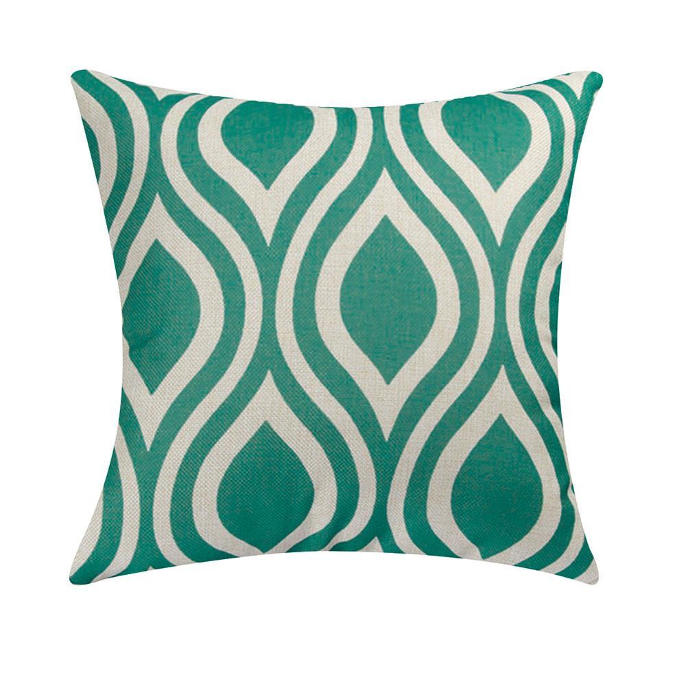 Funda de almohada de lino con estampado geométrico