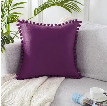 Poduszka Velvet z koronką Ball Lace - Poszewka w jednolitym kolorze