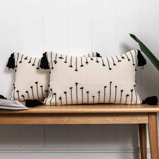 Funda de almohada bohemia marroquí con flecos