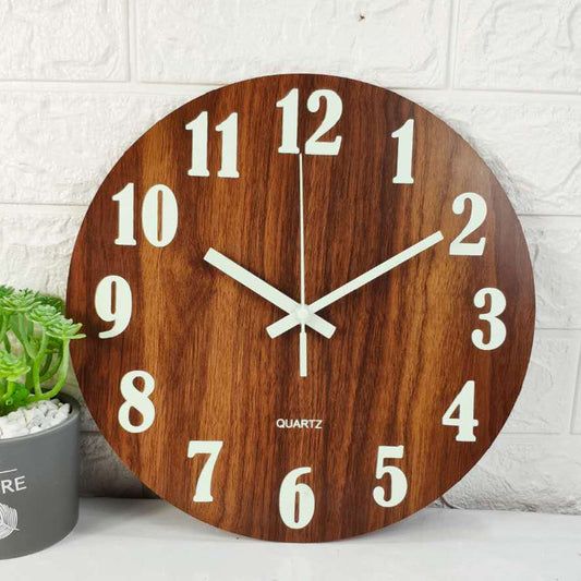 Glow-in-the-Dark Wooden Wall Clock