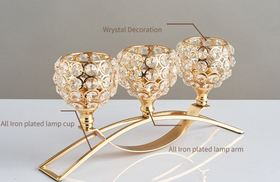 Geometryczny Żeliwny Kryształowy Świecznik - Elegancki Wystrój Wnętrz