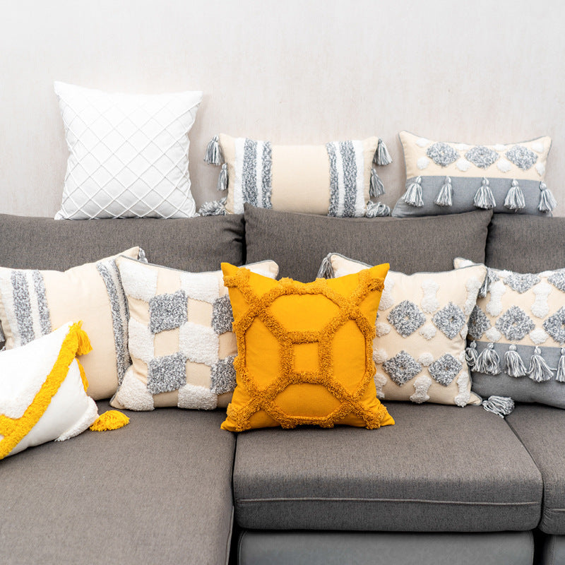 Cojín de sofá Flow - Cojín lumbar marroquí con borlas