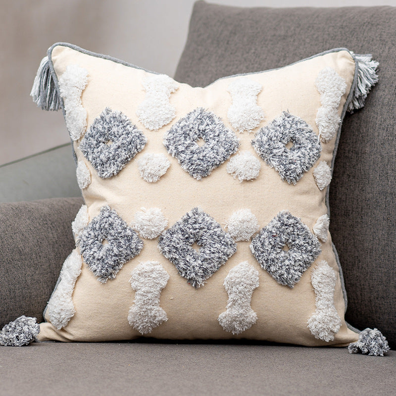 Cojín de sofá Flow - Cojín lumbar marroquí con borlas