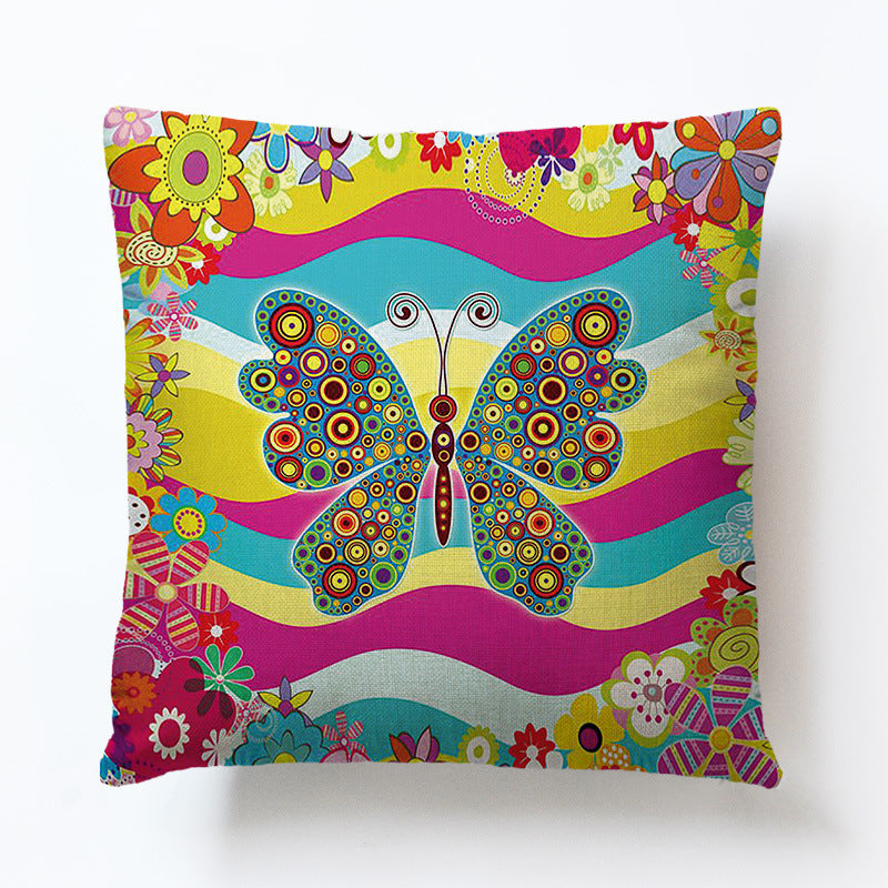 Poszewka na Poduszkę w Wzór Motyla - Bawełna i Len
