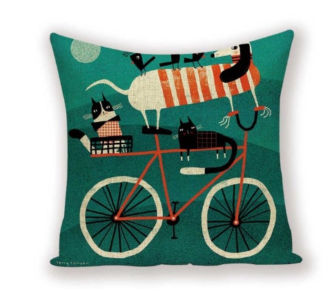 Kolorowa Poduszka Dekoracyjna z Motywem Kota