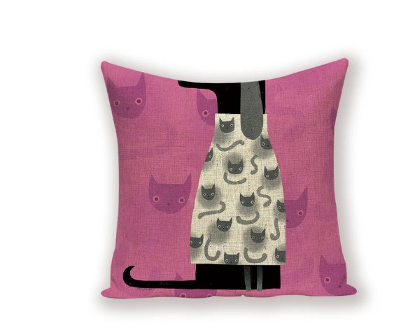 Kolorowa Poduszka Dekoracyjna z Motywem Kota