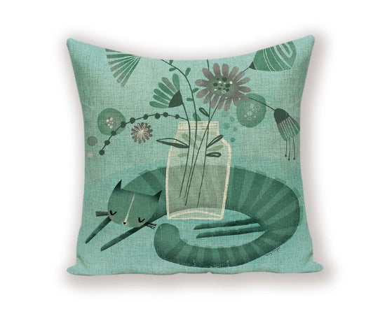 Kolorowa Poduszka Dekoracyjna z Motywem Kota