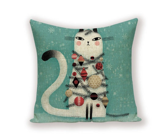 Kolorowa Poduszka Dekoracyjna z Motywem Kota