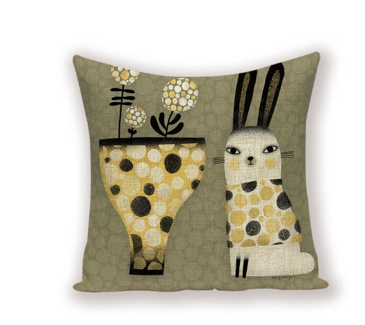 Kolorowa Poduszka Dekoracyjna z Motywem Kota