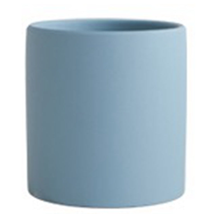 Kolorowa Ceramiczna Doniczka w Stylu Nordic Industrial - Cylindryczny Kształt z Otworem Drenażowym i Talerzem dla Sukulentów