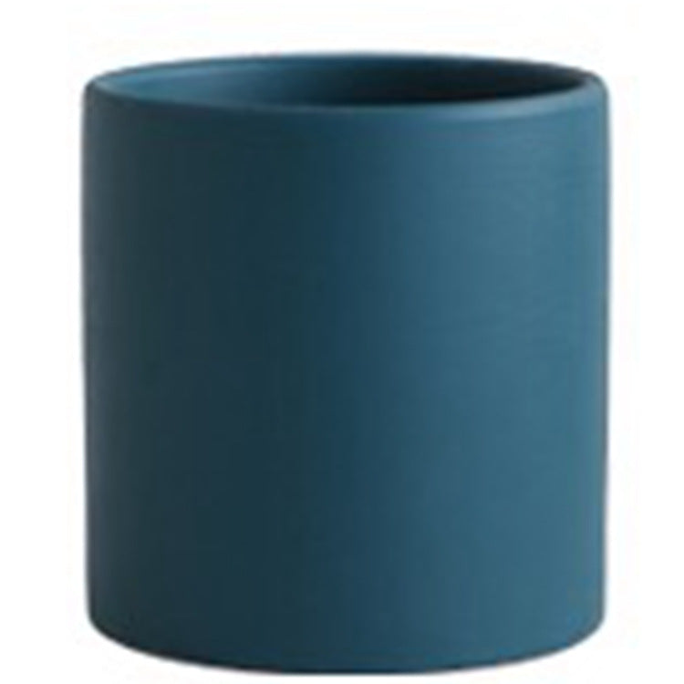Kolorowa Ceramiczna Doniczka w Stylu Nordic Industrial - Cylindryczny Kształt z Otworem Drenażowym i Talerzem dla Sukulentów