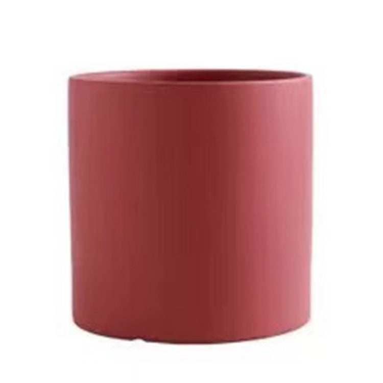 Kolorowa Ceramiczna Doniczka w Stylu Nordic Industrial - Cylindryczny Kształt z Otworem Drenażowym i Talerzem dla Sukulentów
