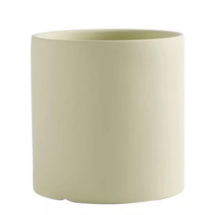 Kolorowa Ceramiczna Doniczka w Stylu Nordic Industrial - Cylindryczny Kształt z Otworem Drenażowym i Talerzem dla Sukulentów