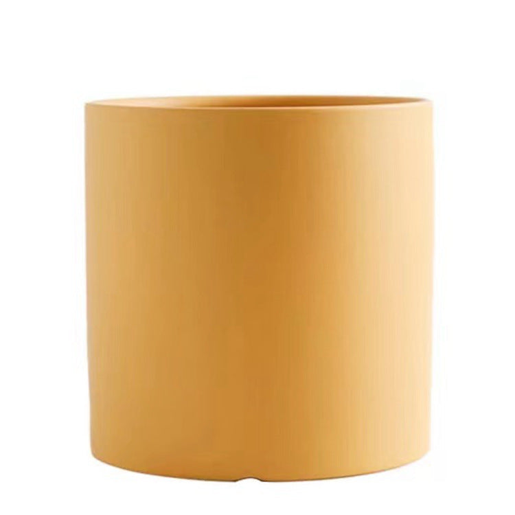 Kolorowa Ceramiczna Doniczka w Stylu Nordic Industrial - Cylindryczny Kształt z Otworem Drenażowym i Talerzem dla Sukulentów