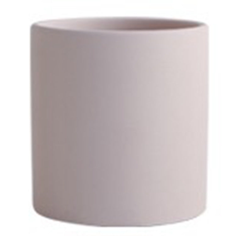 Kolorowa Ceramiczna Doniczka w Stylu Nordic Industrial - Cylindryczny Kształt z Otworem Drenażowym i Talerzem dla Sukulentów