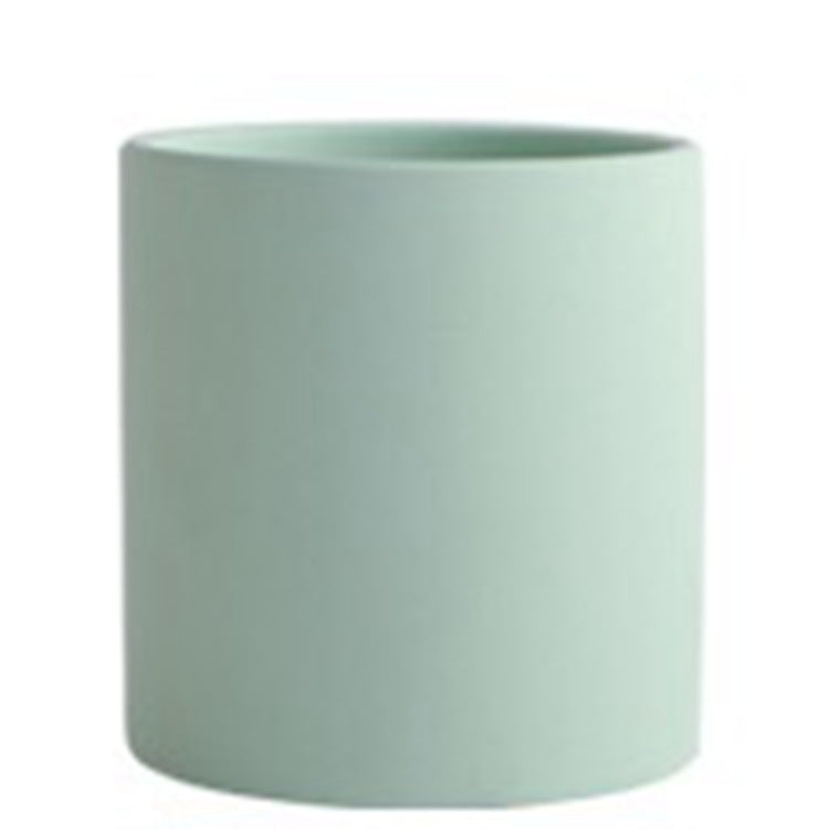 Kolorowa Ceramiczna Doniczka w Stylu Nordic Industrial - Cylindryczny Kształt z Otworem Drenażowym i Talerzem dla Sukulentów