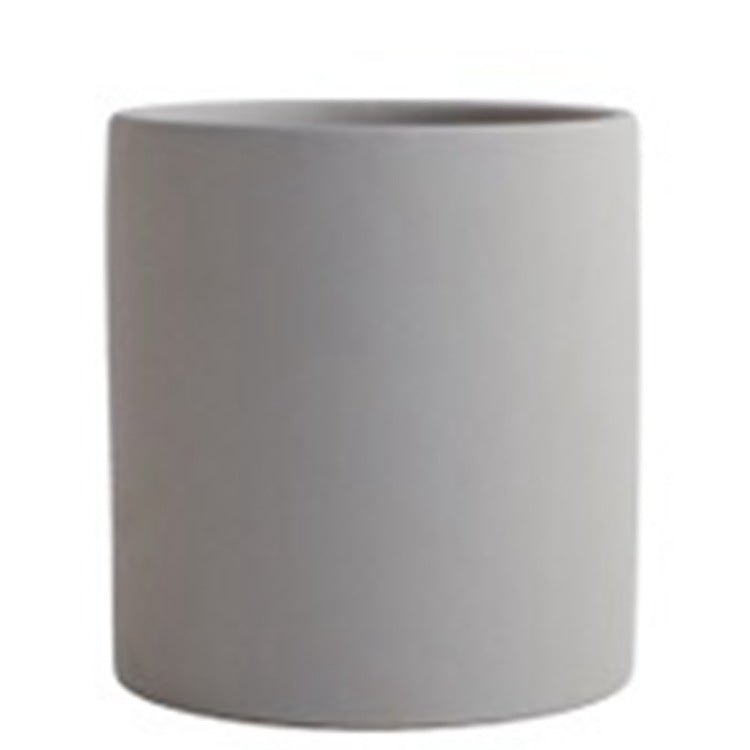 Kolorowa Ceramiczna Doniczka w Stylu Nordic Industrial - Cylindryczny Kształt z Otworem Drenażowym i Talerzem dla Sukulentów