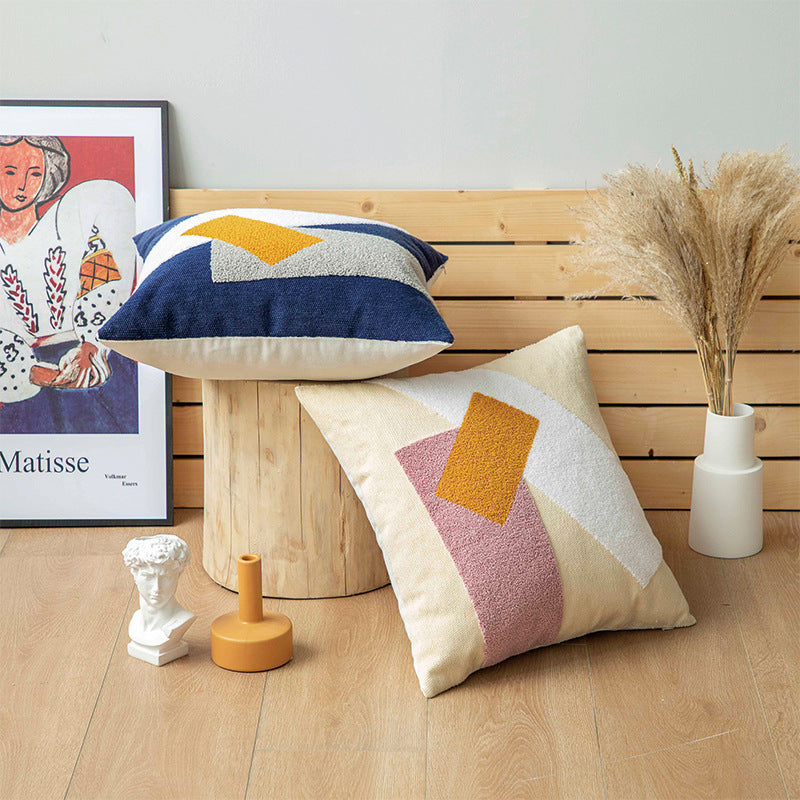 Elegante juego de cojín y funda de almohada de lona de algodón