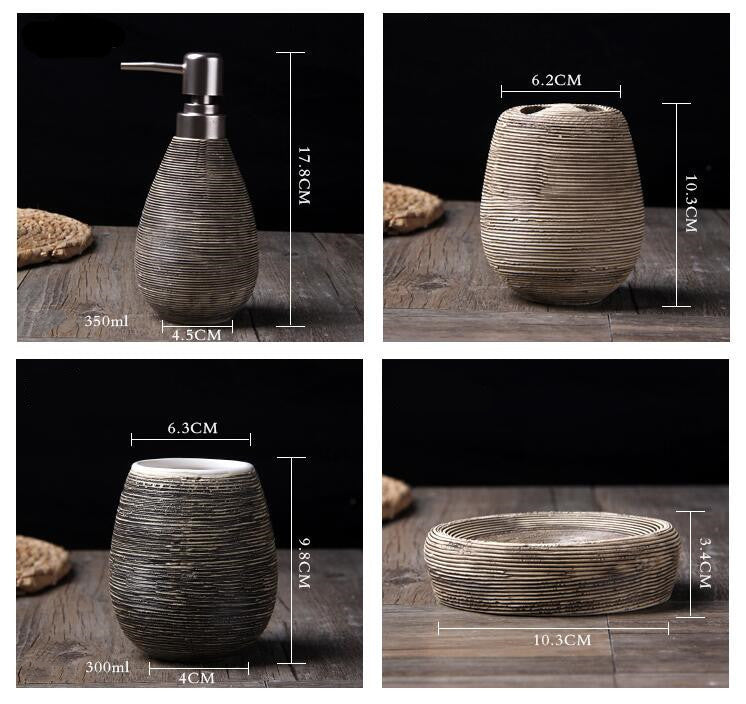 Zestaw pięciu elementów ceramicznych łazienkowych w stylu europejskim