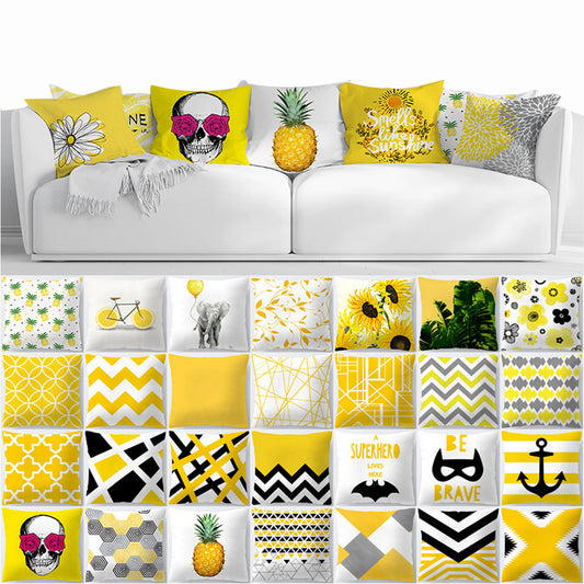 Funda de almohada hawaiana geométrica amarilla