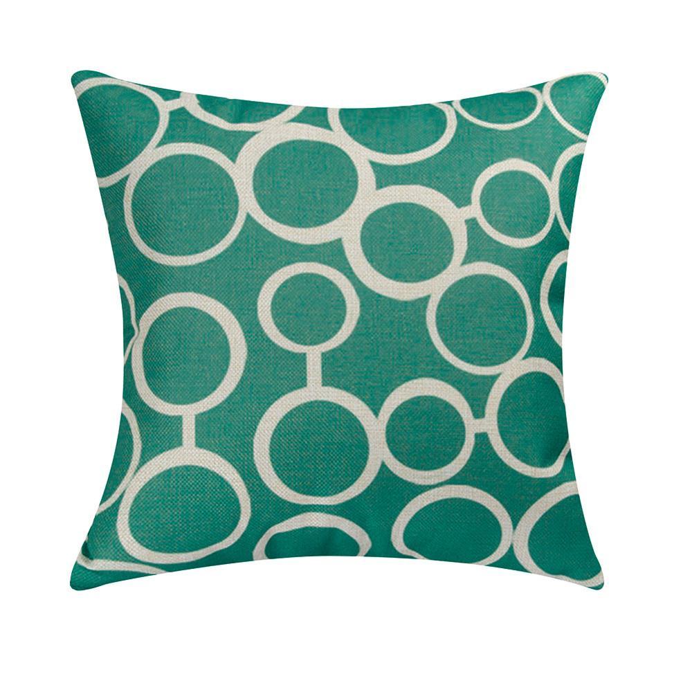 Funda de almohada de lino con estampado geométrico