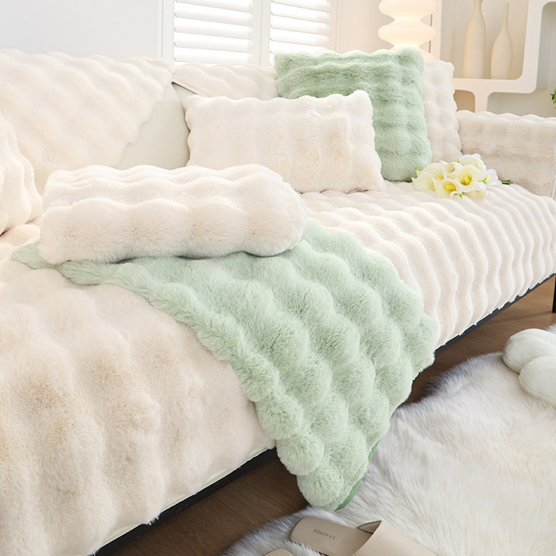 Cojín de sofá de peluche de conejo - Cuero de alta calidad, antideslizante