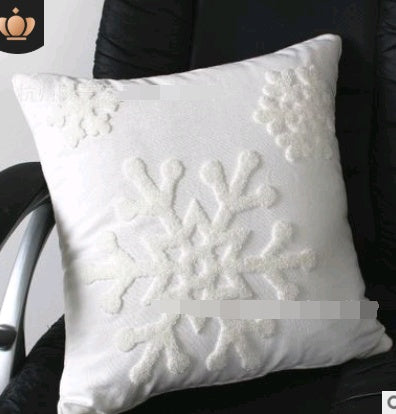 Cotton Embroidered Flower Snowflake Christmas Series Pillow Cushion Cover