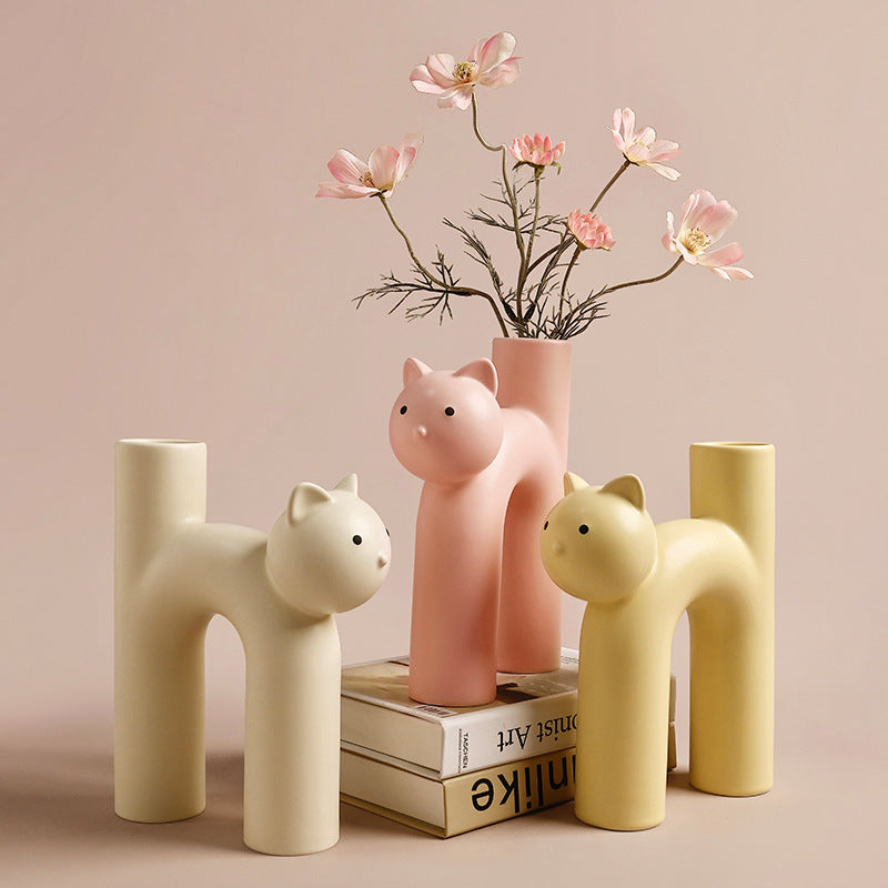 A charming cat-shaped vase