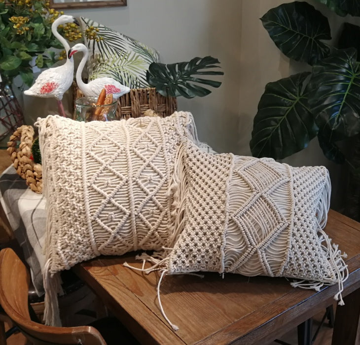Boho Handmade Cotton Macrame Pillow