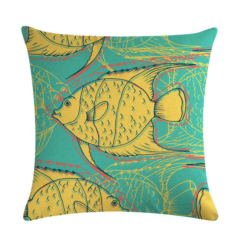 Poszewka lniana Color Fish