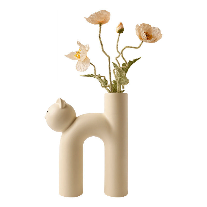 A charming cat-shaped vase