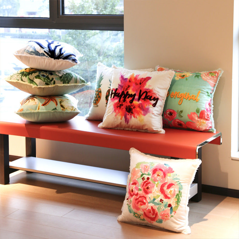 Poduszka z Aksamitnym Haftem - Pokrowiec na Poduszkę