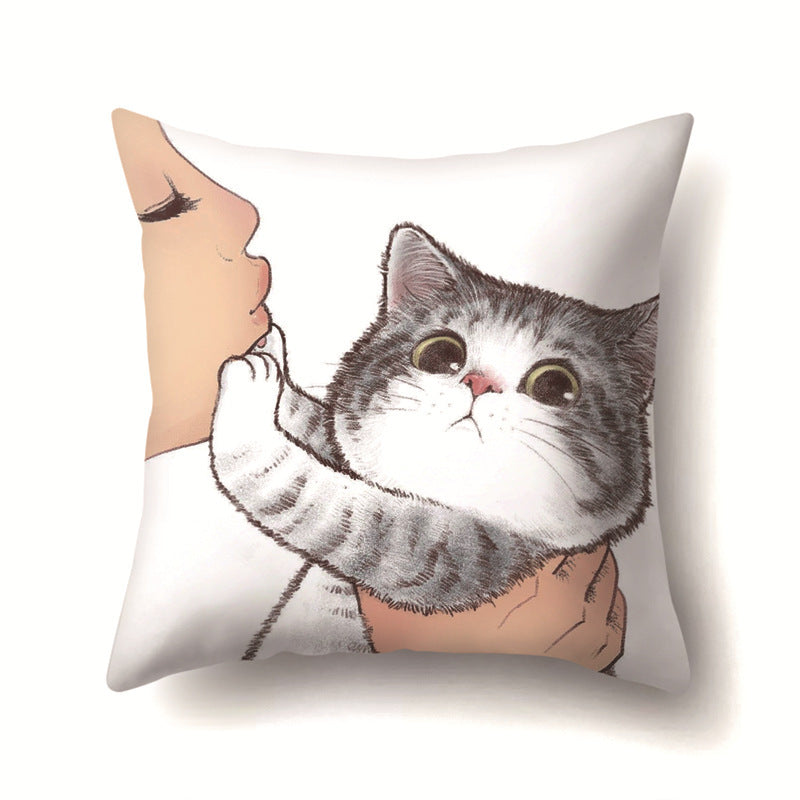 Funda de almohada con estampado geométrico de gato