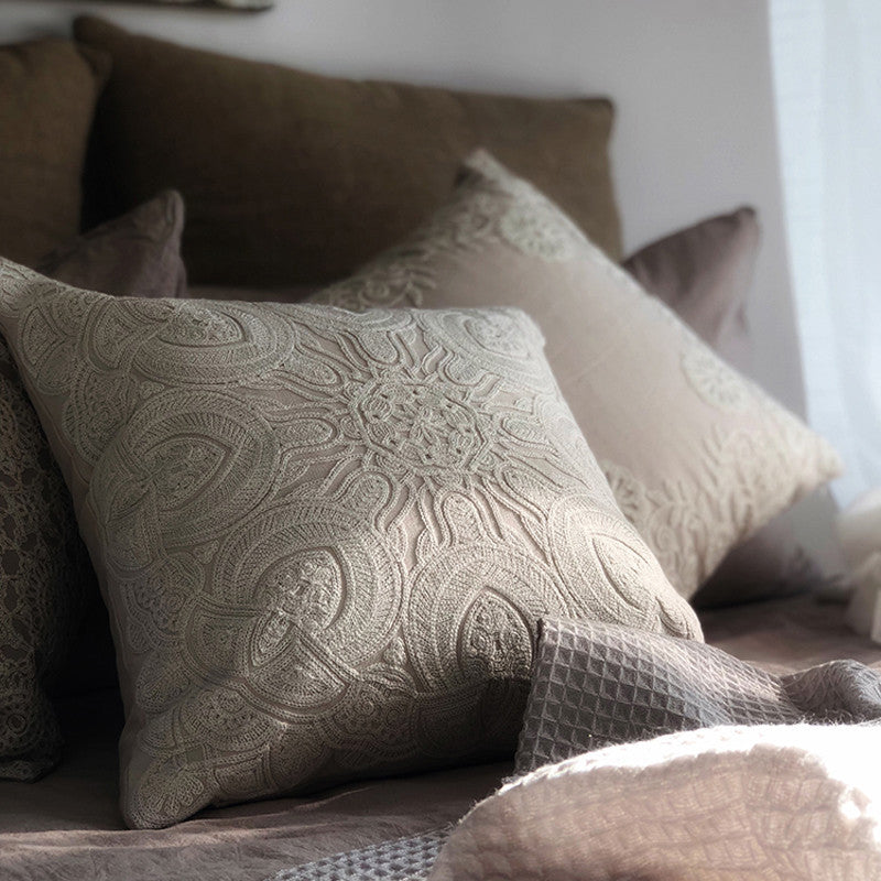 Vintage embroidered French pillow