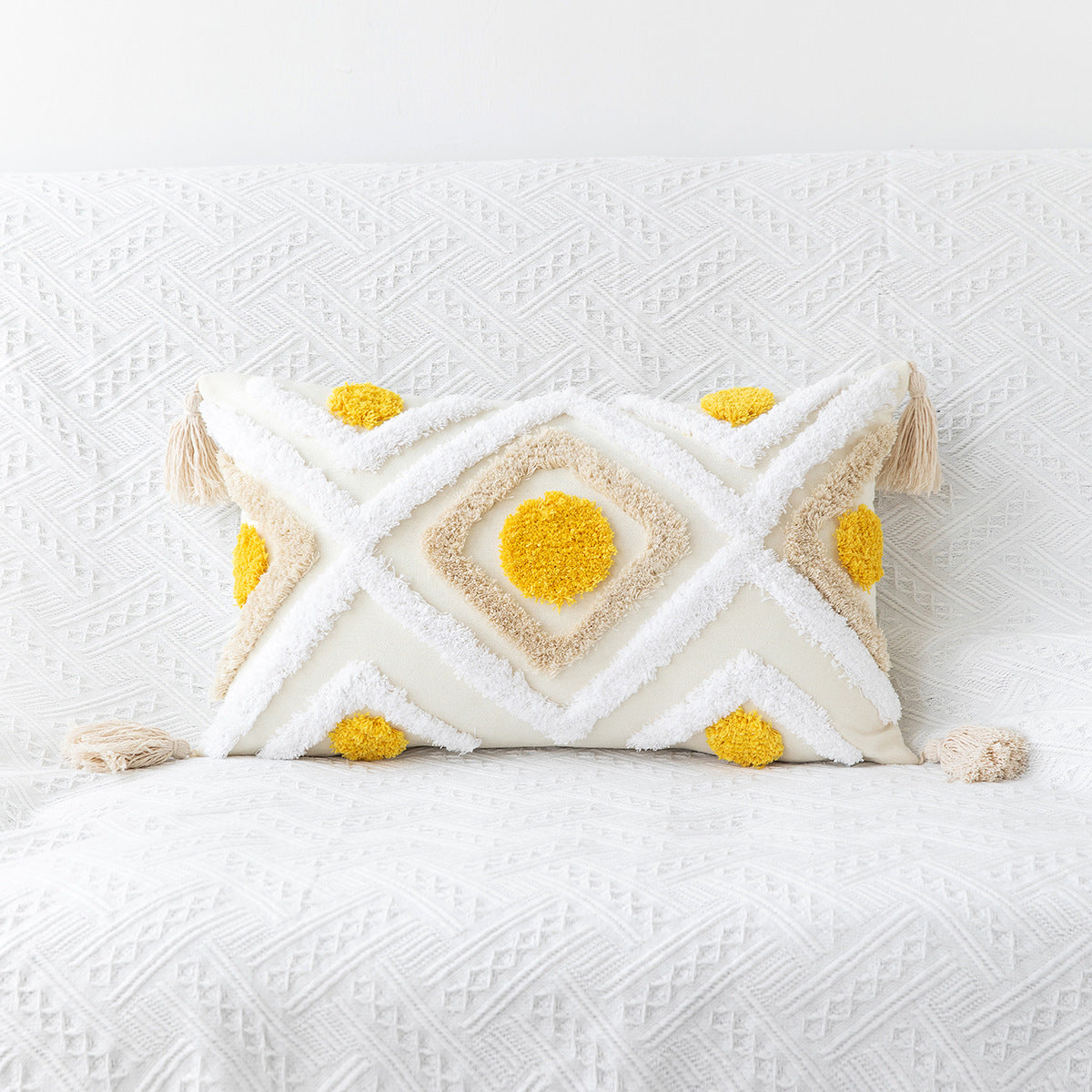 Nowa Boho Geometryczna Poduszka Tuftowana