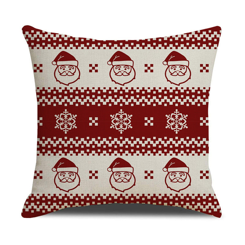 Christmas Stripes Linen Pillowcase - Festive Interior Decoration