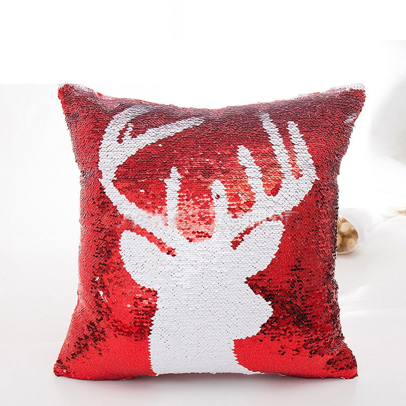 Red Pillow with Reversible Sequins for Christmas