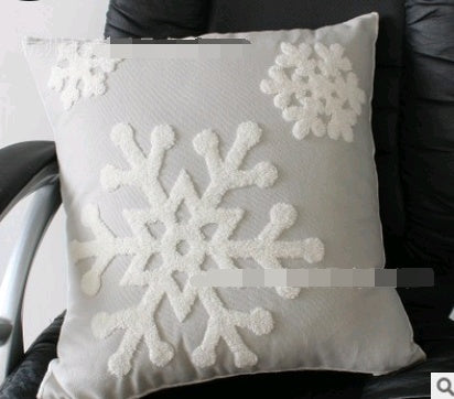 Cotton Embroidered Flower Snowflake Christmas Series Pillow Cushion Cover