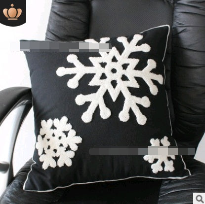 Cotton Embroidered Flower Snowflake Christmas Series Pillow Cushion Cover